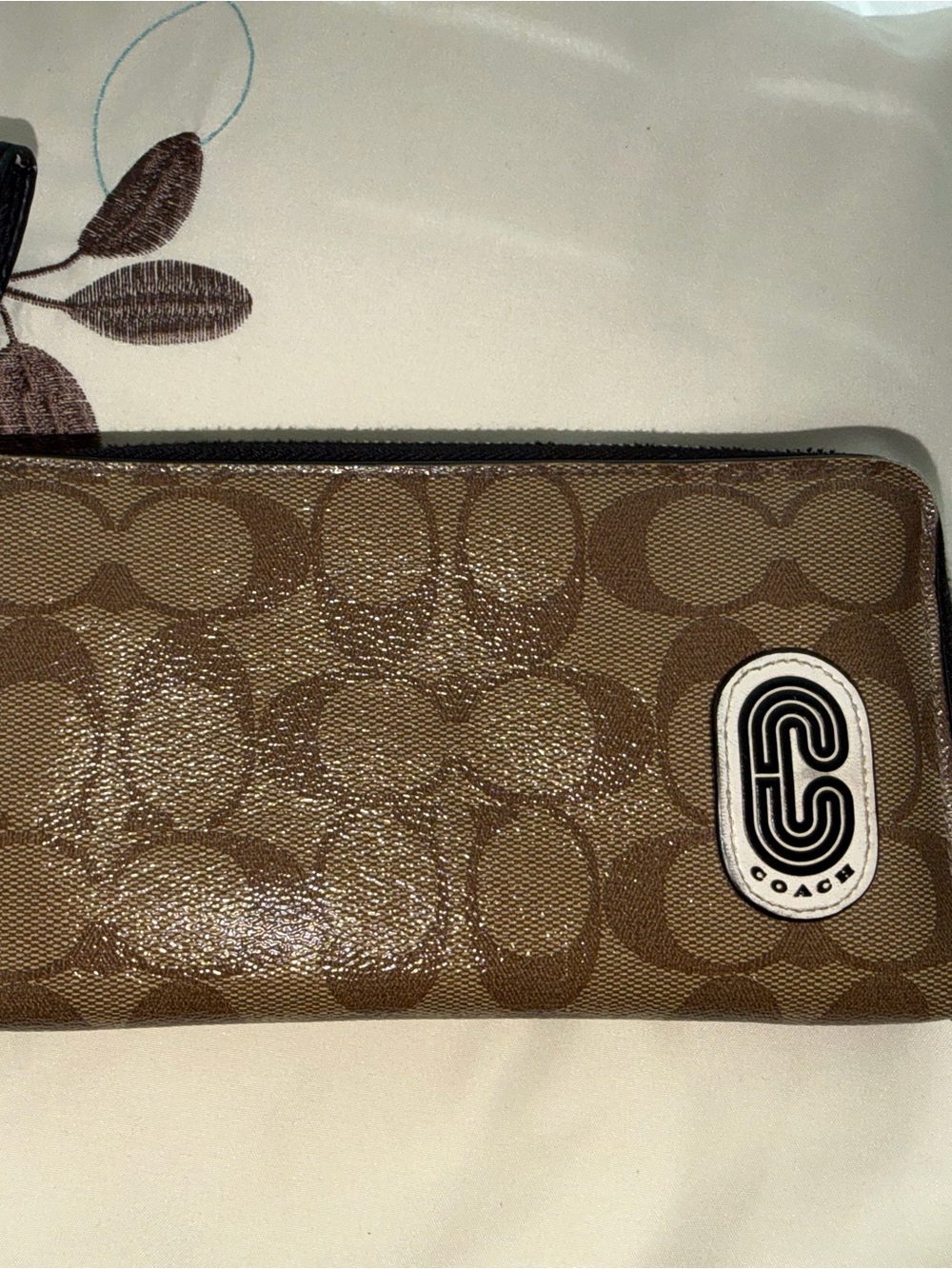 Coach Signature Coated Canvas Tech Wallet Wristlet Brown / Black